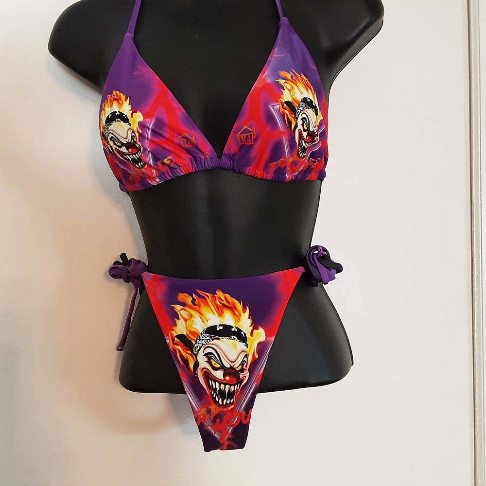 Trap Purple and Red Graphic Bikini Set